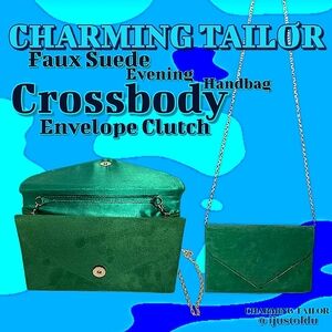 Charming Tailor Fx Suede Evening Handbag Crossbody Envelope Clutch | Chain Strap
